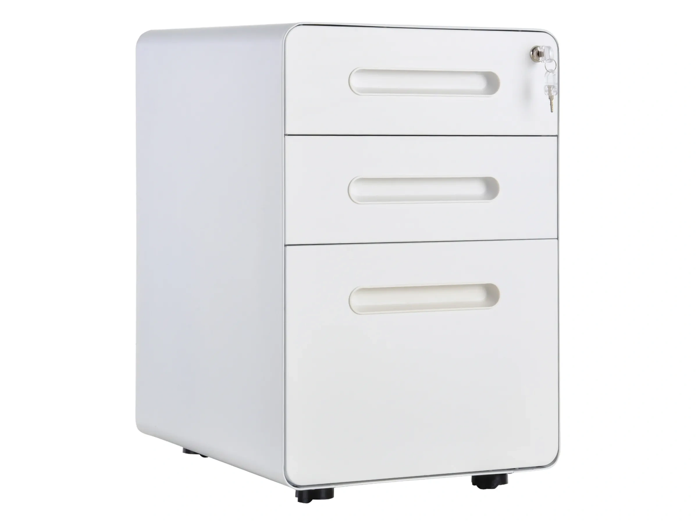 Vinsetto Rollcontainer – 3 Schubladen, Stahl, Weiß, 39 × 48 × 59 cm