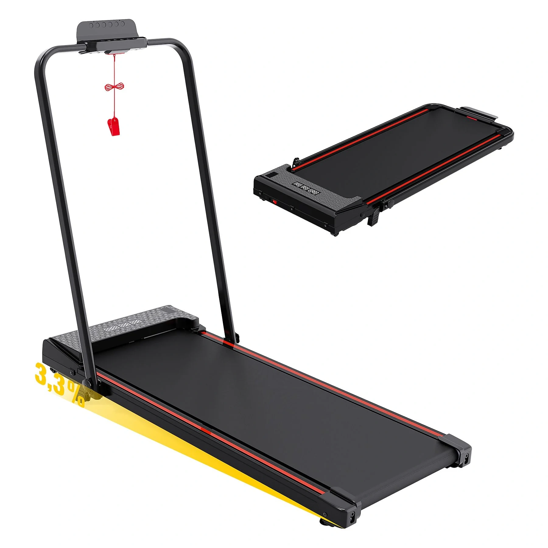 CITYSPORTS Walking Pad mit Steigung – 1–12 km/h Laufband, Schwarz